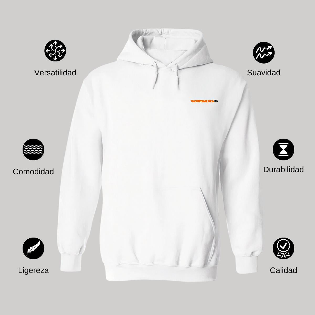 Sudadera c/Capucha Unisex Blanco Personalizable Escudo