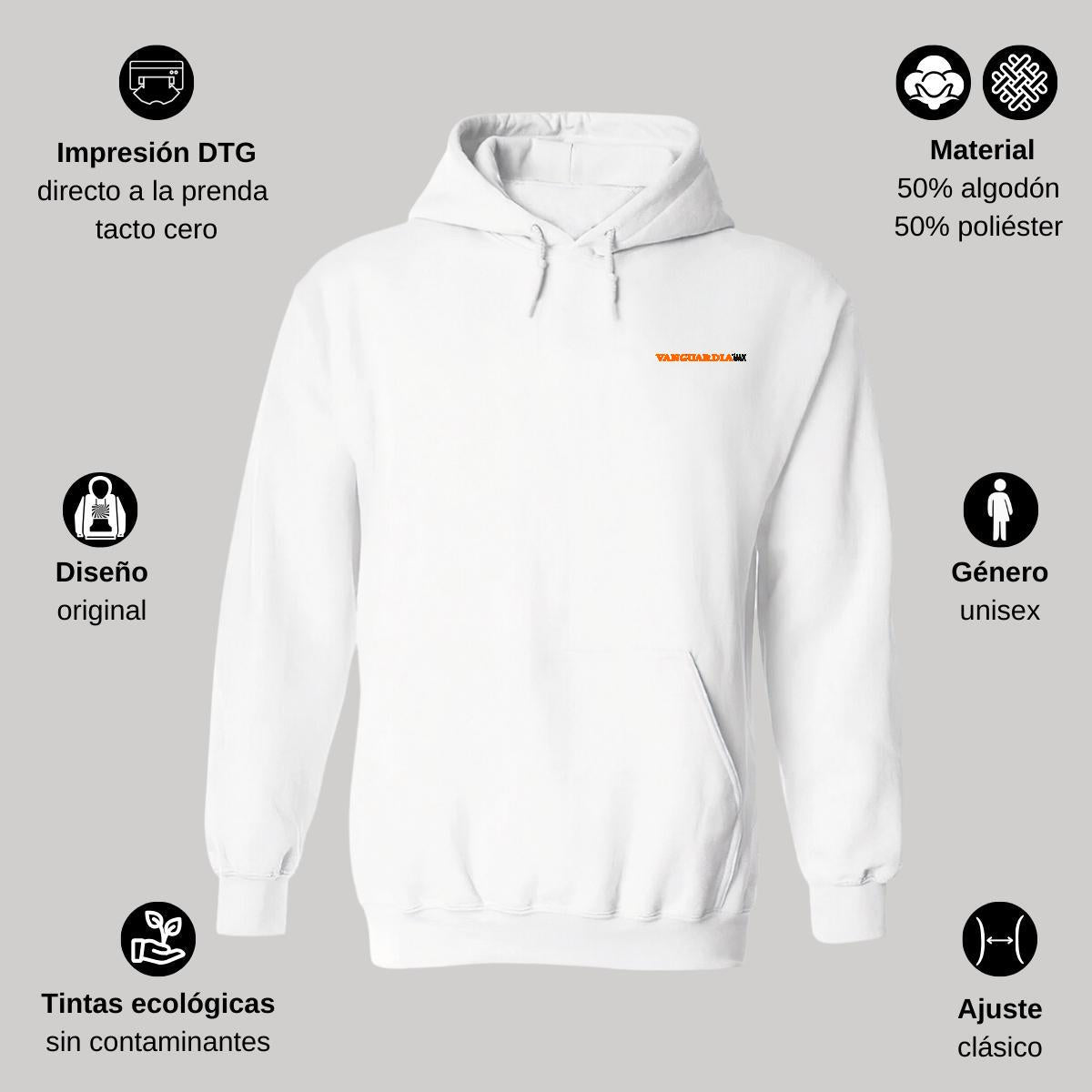 Sudadera c/Capucha Unisex Blanco Personalizable Escudo
