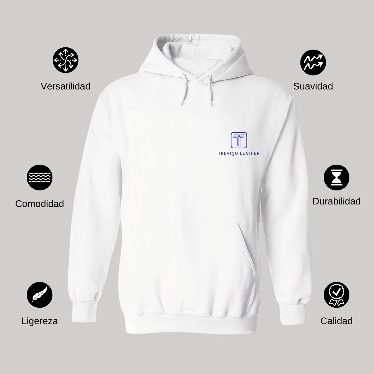 Sudadera c/Capucha Unisex Blanco Personalizable Escudo