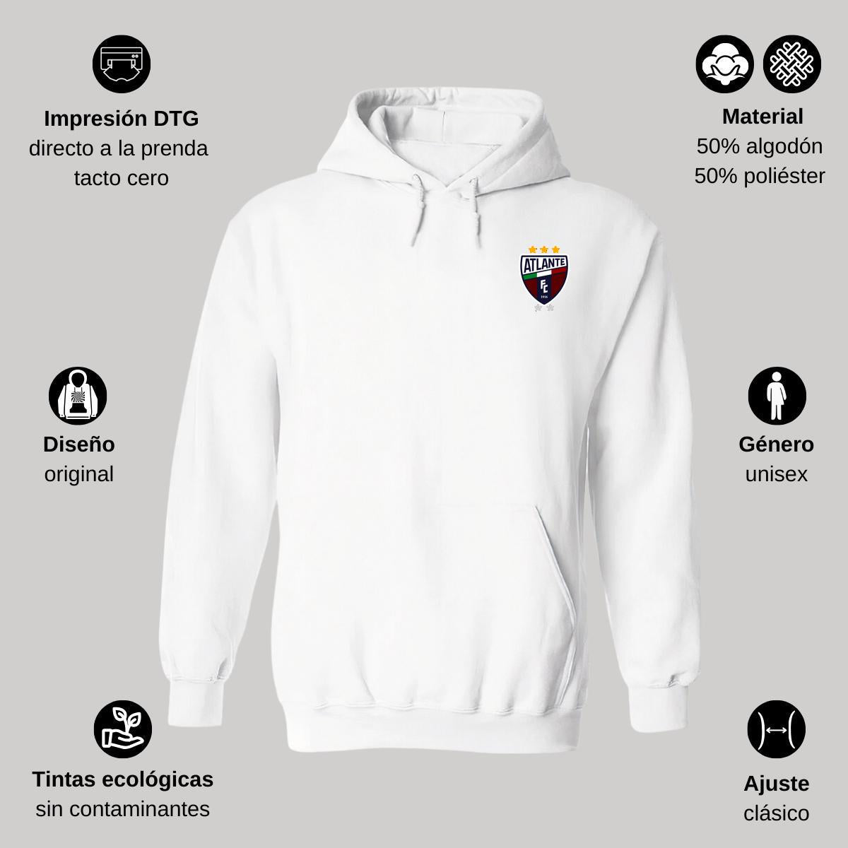 Sudadera c/Capucha Unisex Blanco Personalizable Escudo