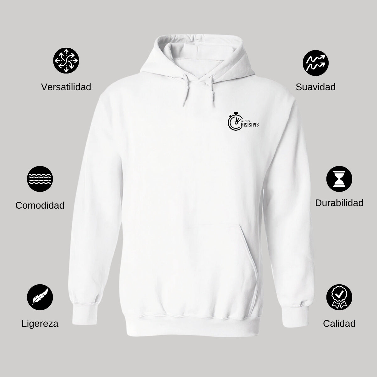 Sudadera c/Capucha Unisex Blanco Personalizable Escudo