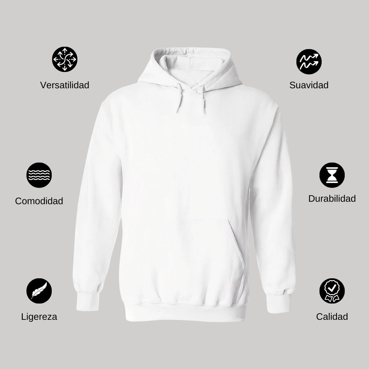Sudadera c/Capucha Unisex Blanco Personalizable Logo