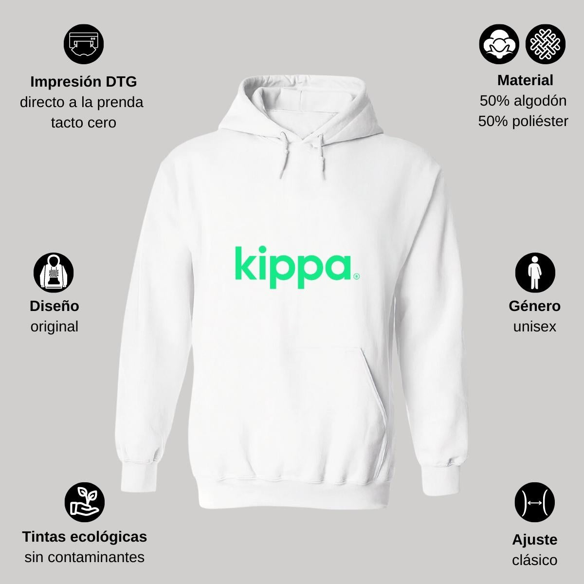Sudadera c/Capucha Unisex Blanco Personalizable Logo