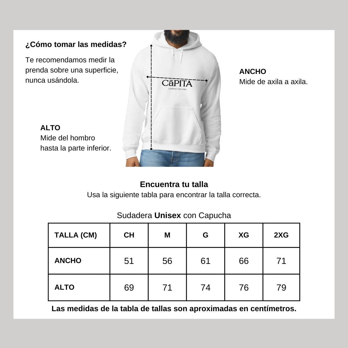 Sudadera c/Capucha Unisex Blanco Personalizable Logo