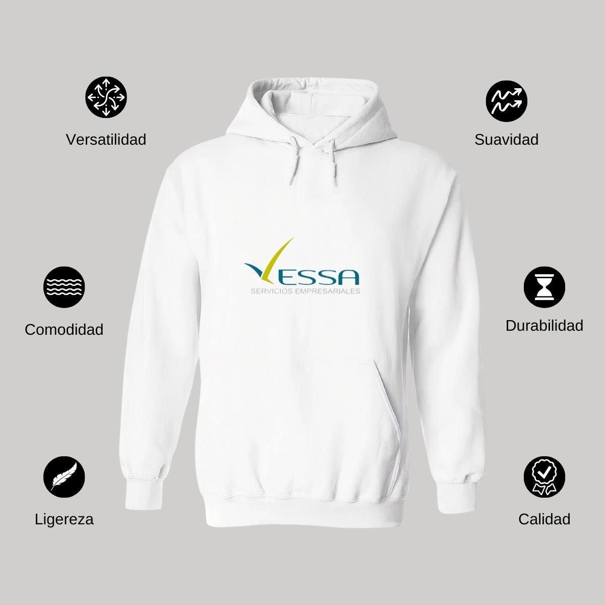 Sudadera c/Capucha Unisex Blanco Personalizable Logo