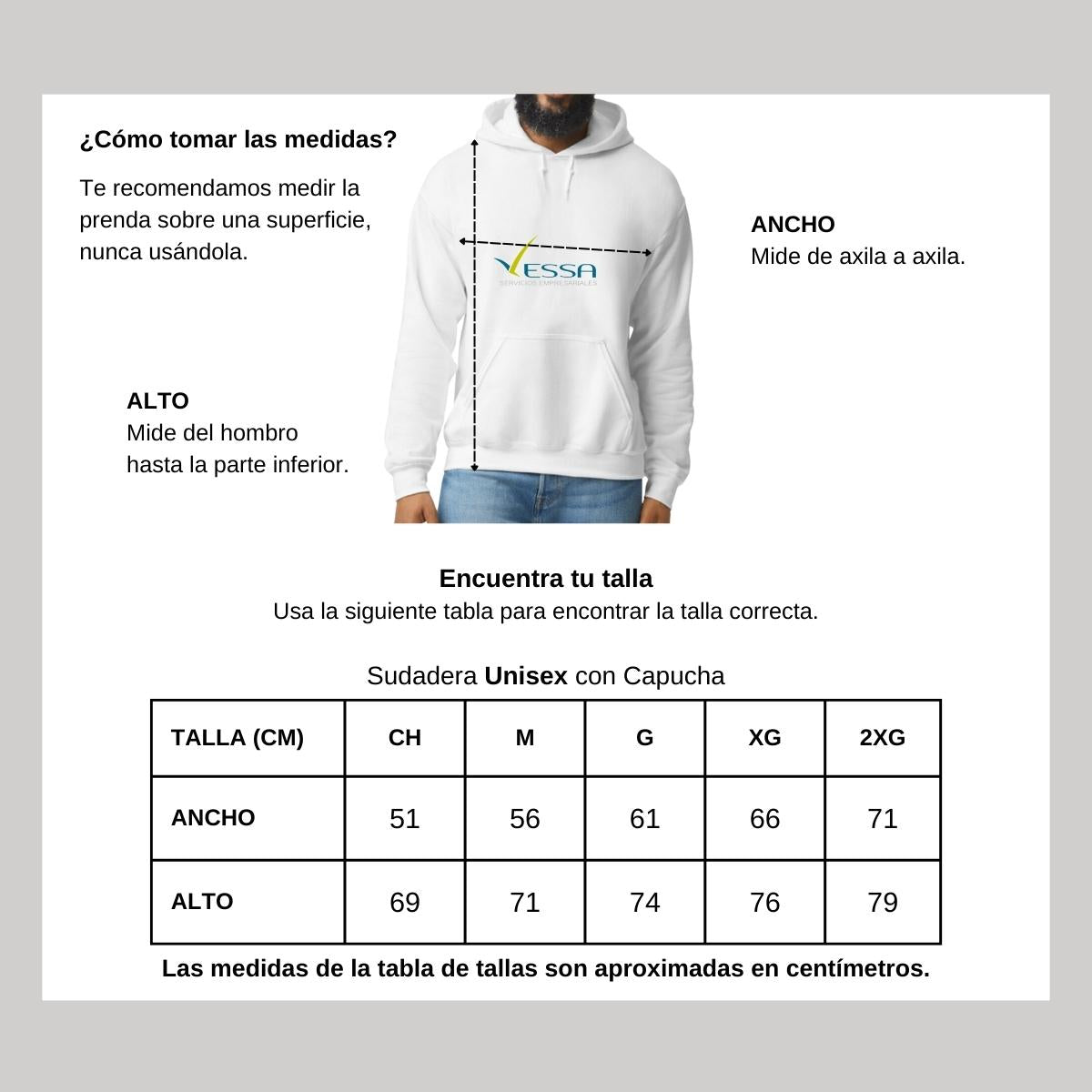 Sudadera c/Capucha Unisex Blanco Personalizable Logo