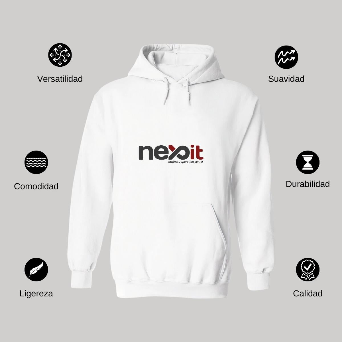 Sudadera c/Capucha Unisex Blanco Personalizable Logo