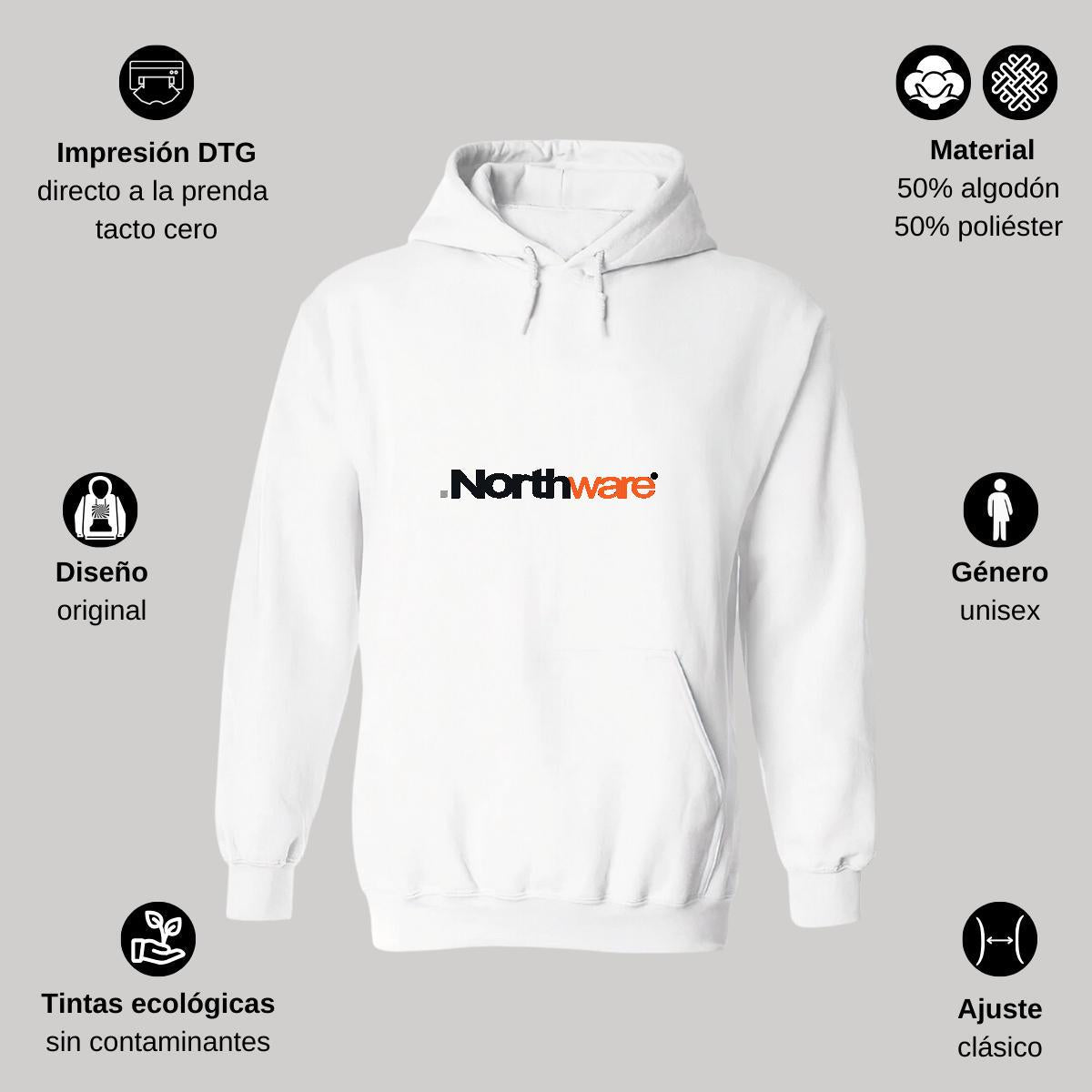 Sudadera c/Capucha Unisex Blanco Personalizable Logo