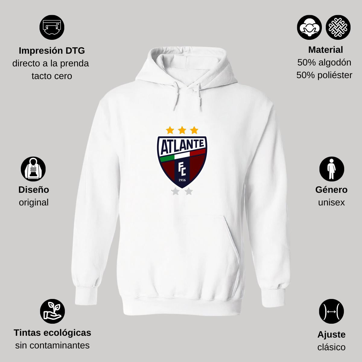 Sudadera c/Capucha Unisex Blanco Personalizable Logo