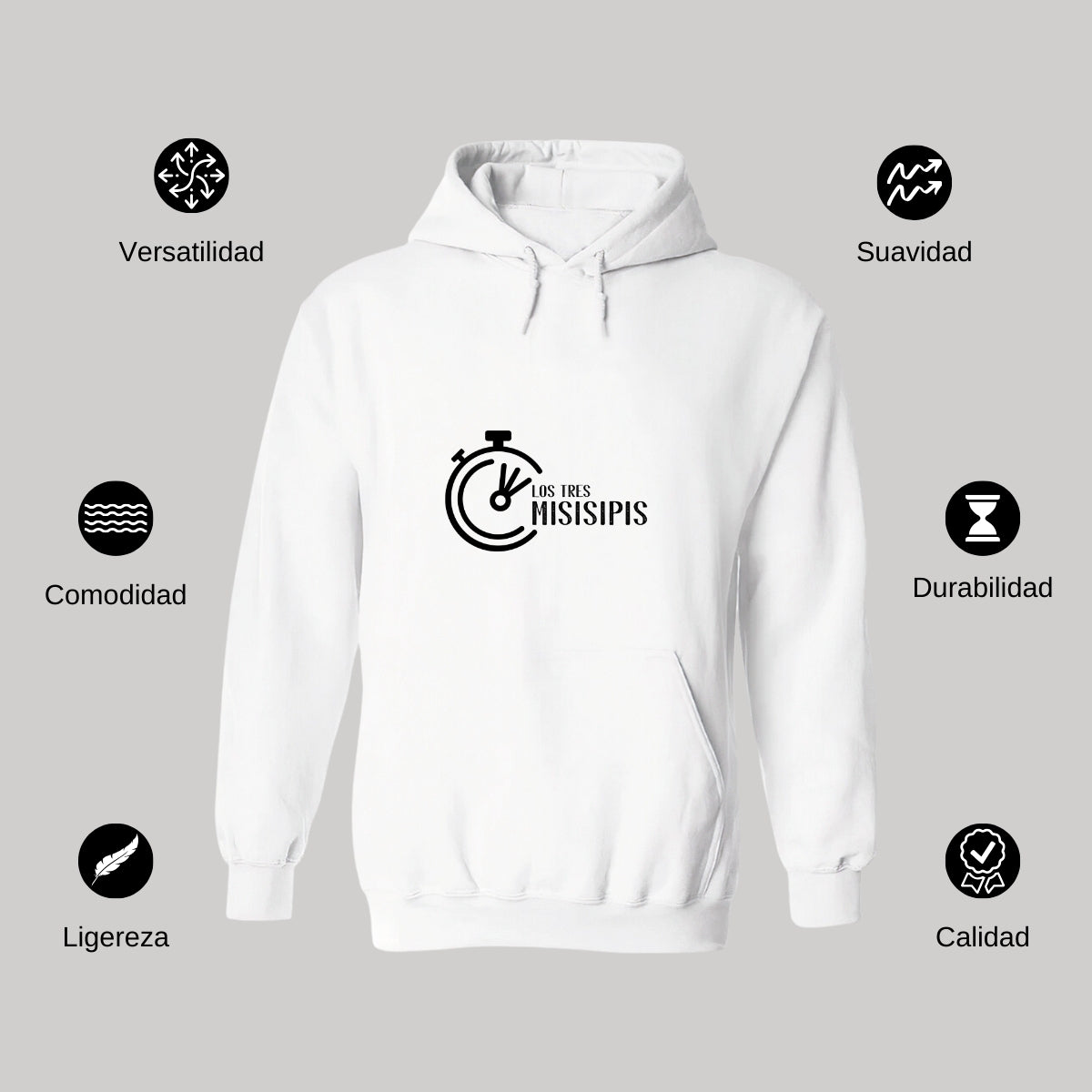 Sudadera c/Capucha Unisex Blanco Personalizable Logo
