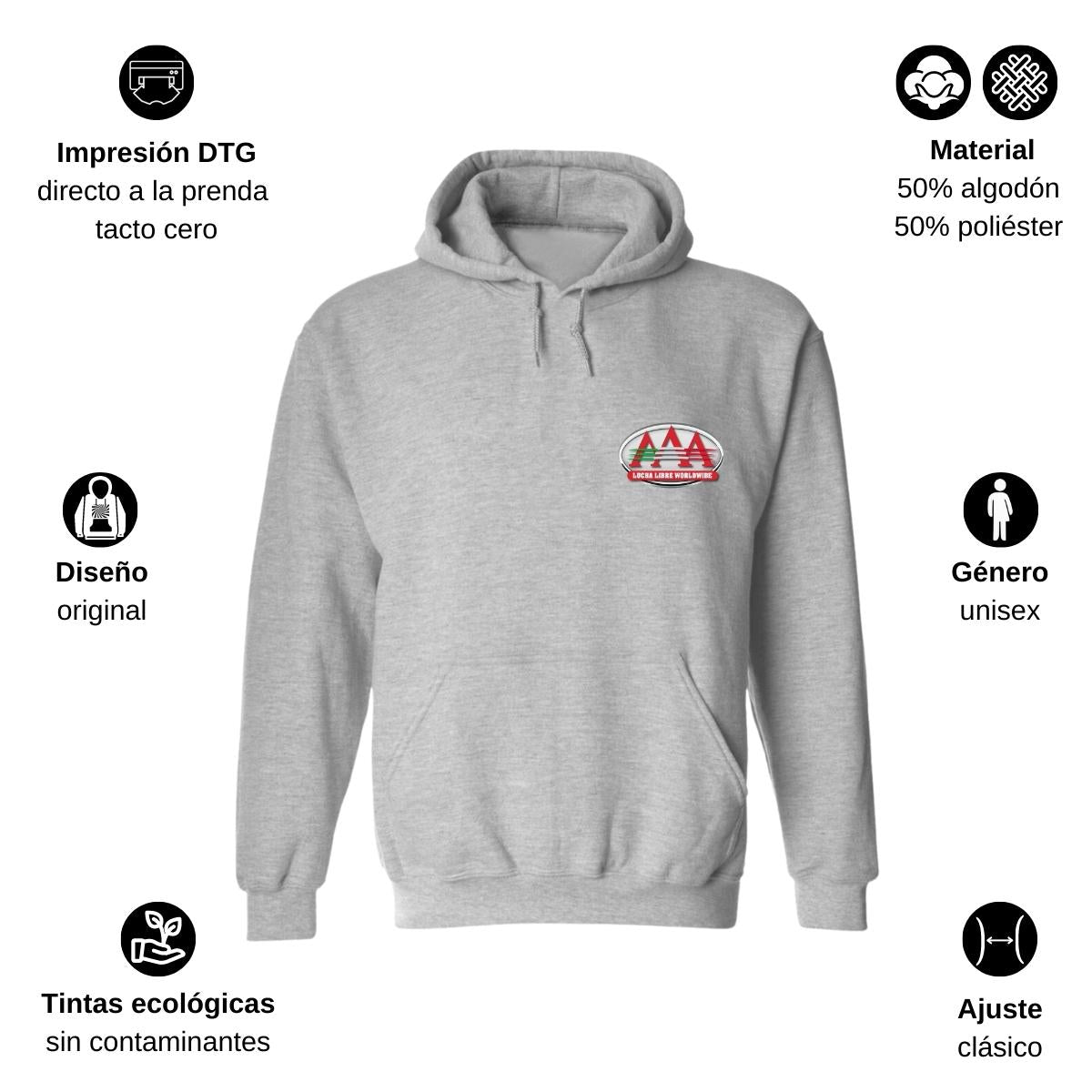 Sudadera c/Capucha Unisex Gris Personalizable Escudo
