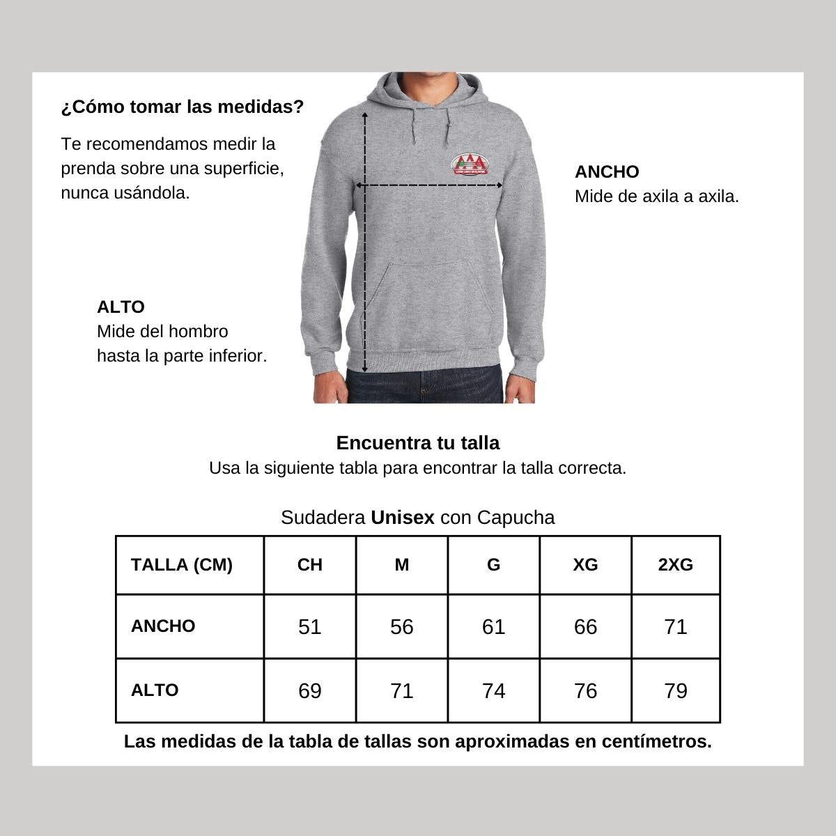 Sudadera c/Capucha Unisex Gris Personalizable Escudo