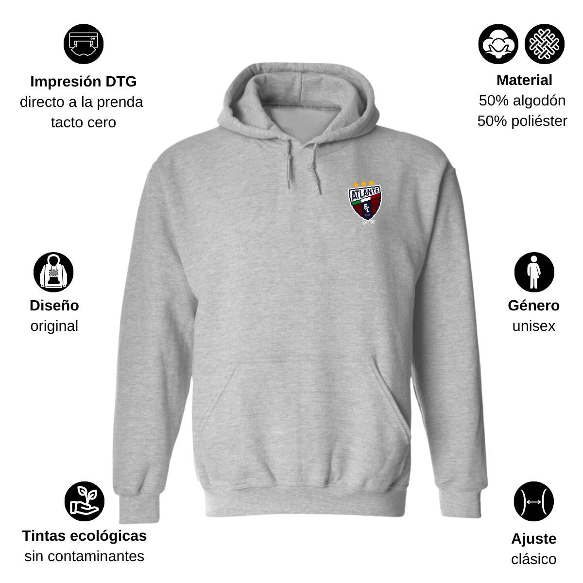 Sudadera c/Capucha Unisex Gris Personalizable Escudo