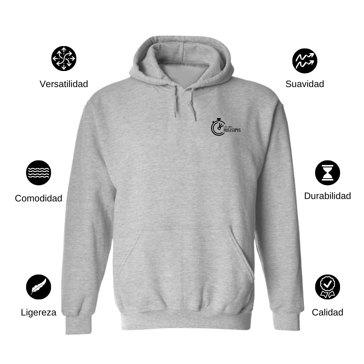 Sudadera c/Capucha Unisex Gris Personalizable Escudo