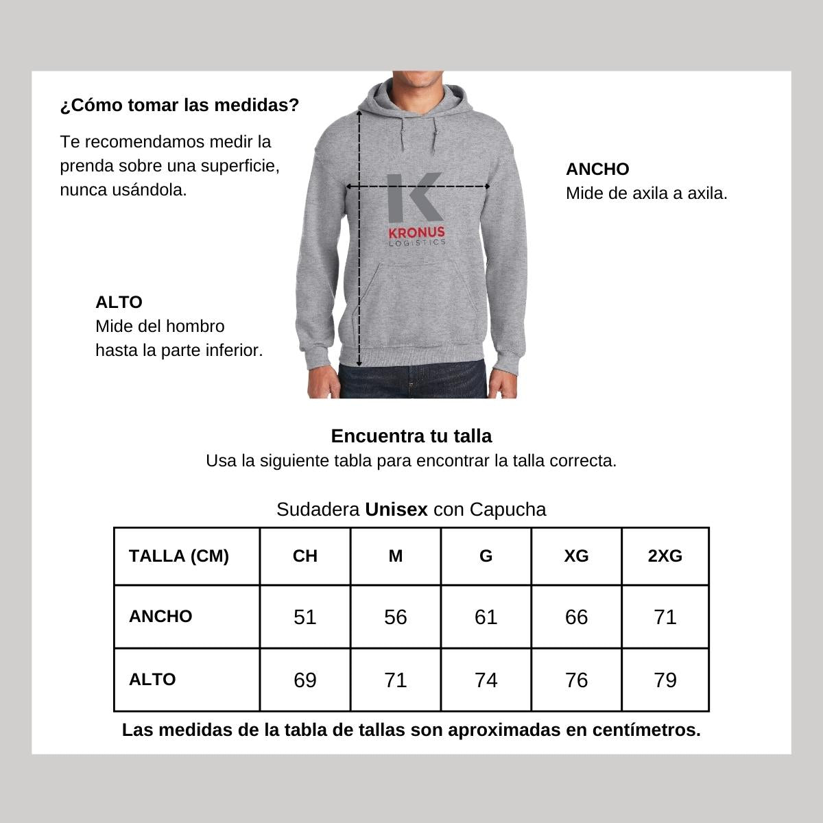 Sudadera c/Capucha Unisex Gris Personalizable Logo