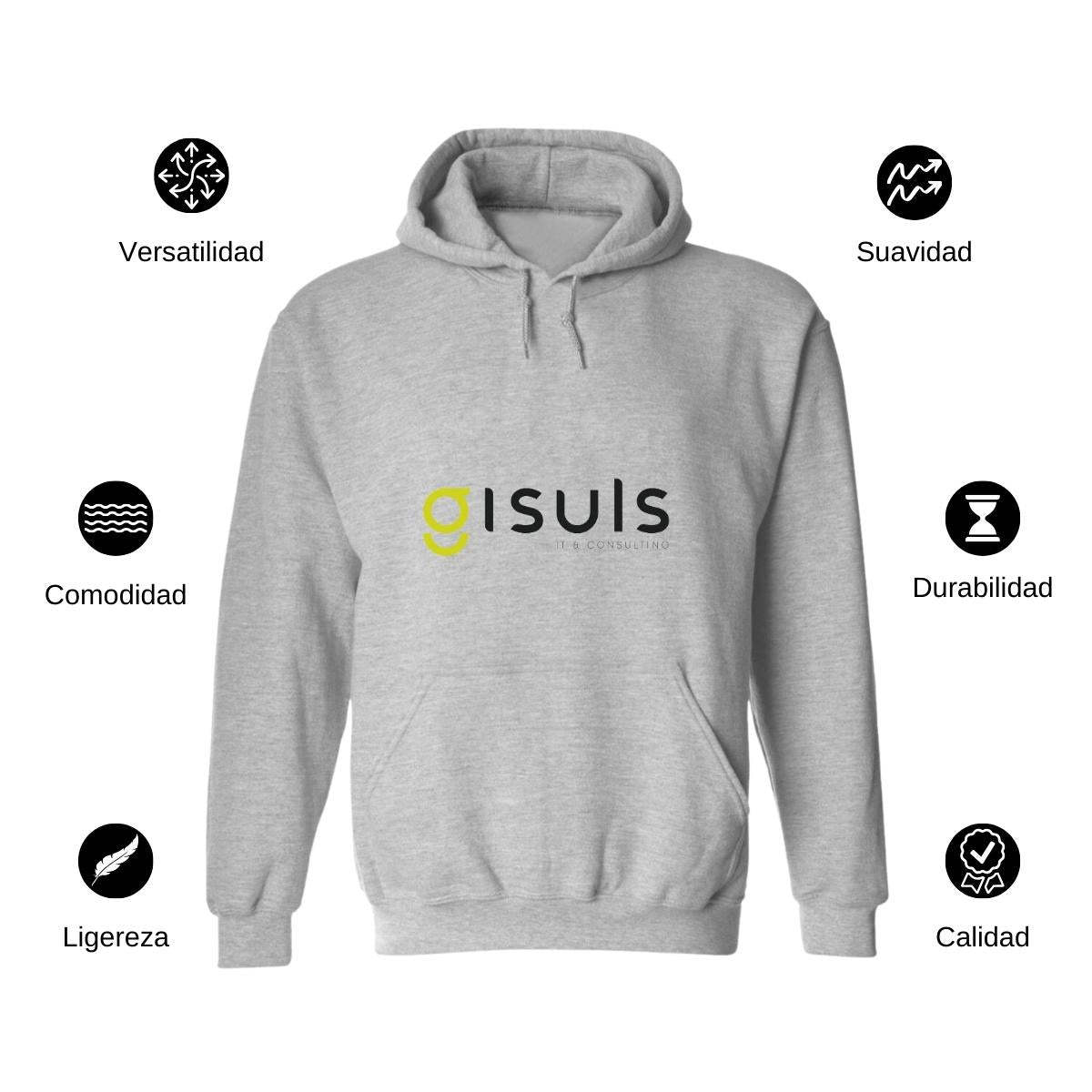Sudadera c/Capucha Unisex Gris Personalizable Logo
