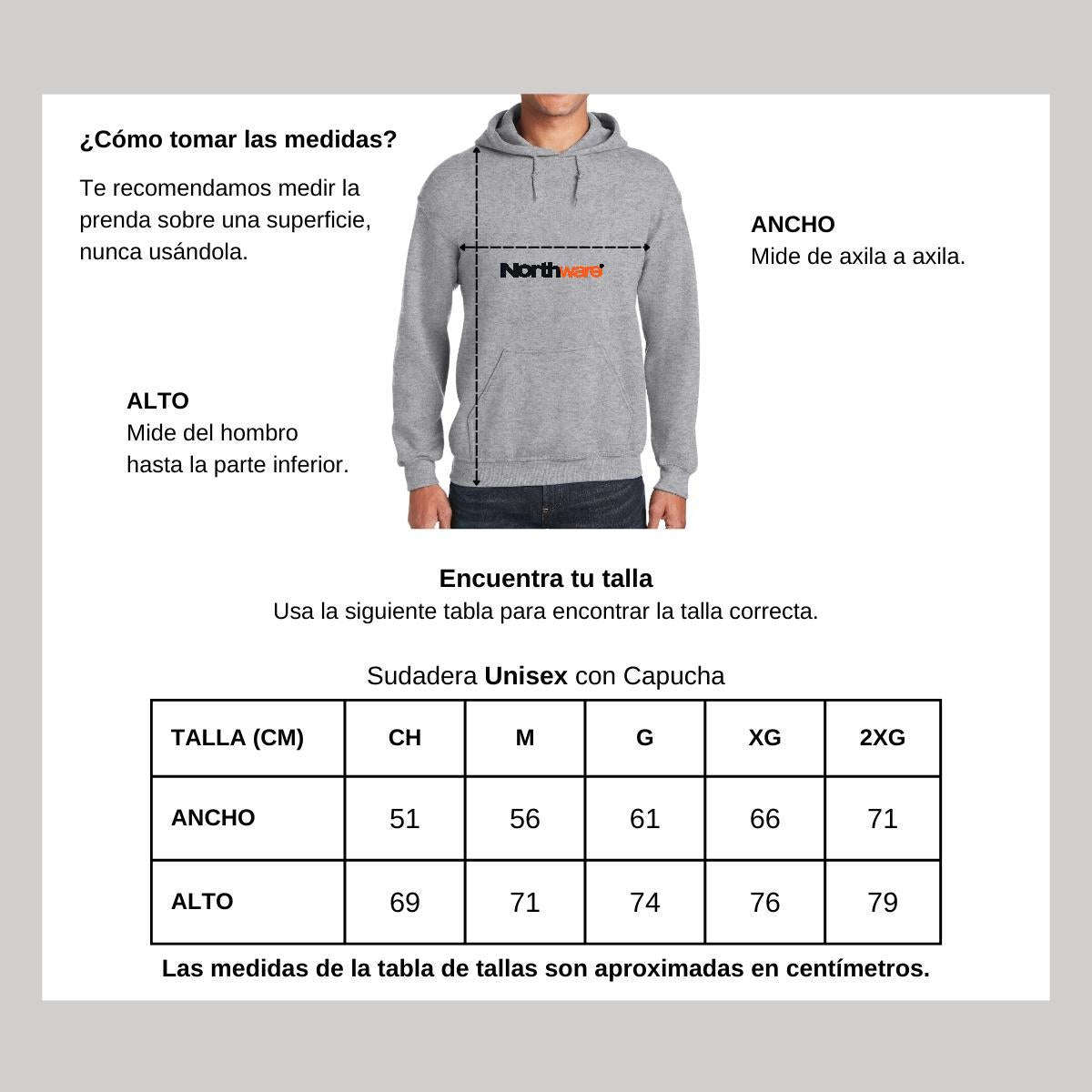 Sudadera c/Capucha Unisex Gris Personalizable Logo