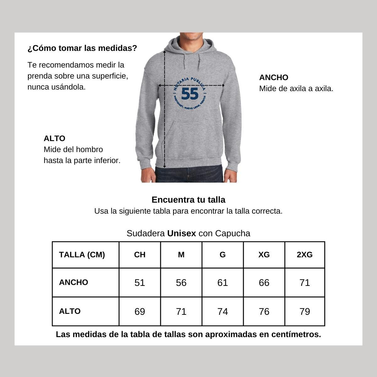 Sudadera c/Capucha Unisex Gris Personalizable Logo