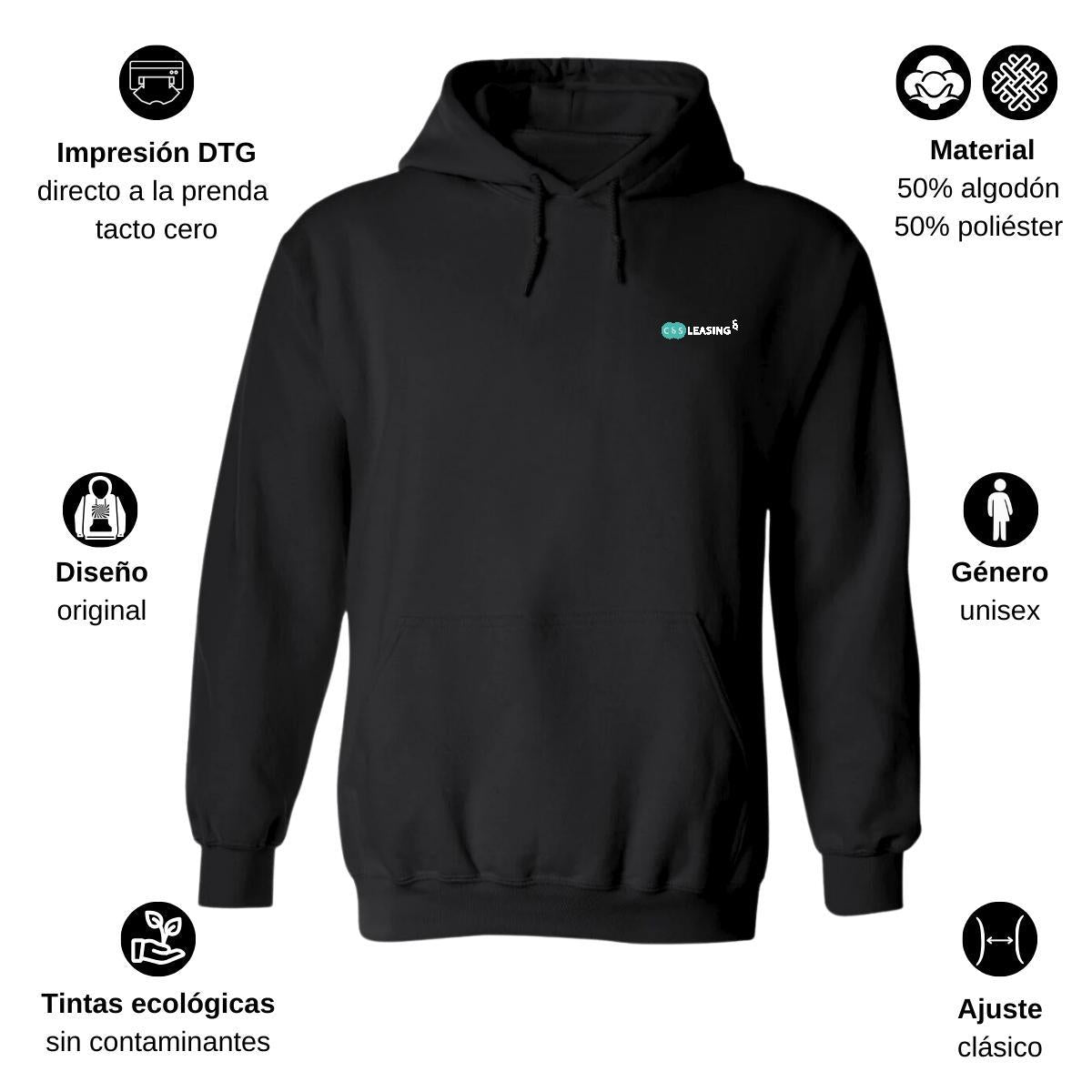Sudadera c/Capucha Unisex Negro Personalizable Escudo