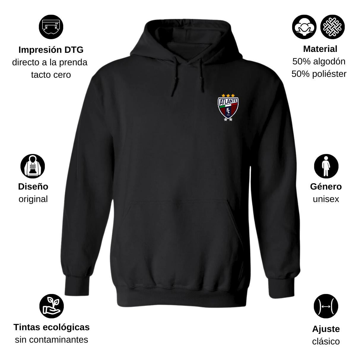 Sudadera c/Capucha Unisex Negro Personalizable Escudo