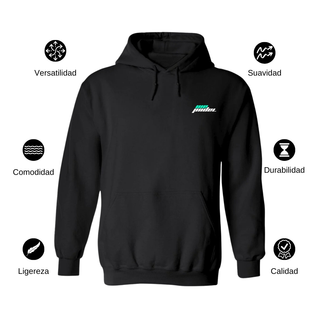 Sudadera c/Capucha Unisex Negro Personalizable Escudo