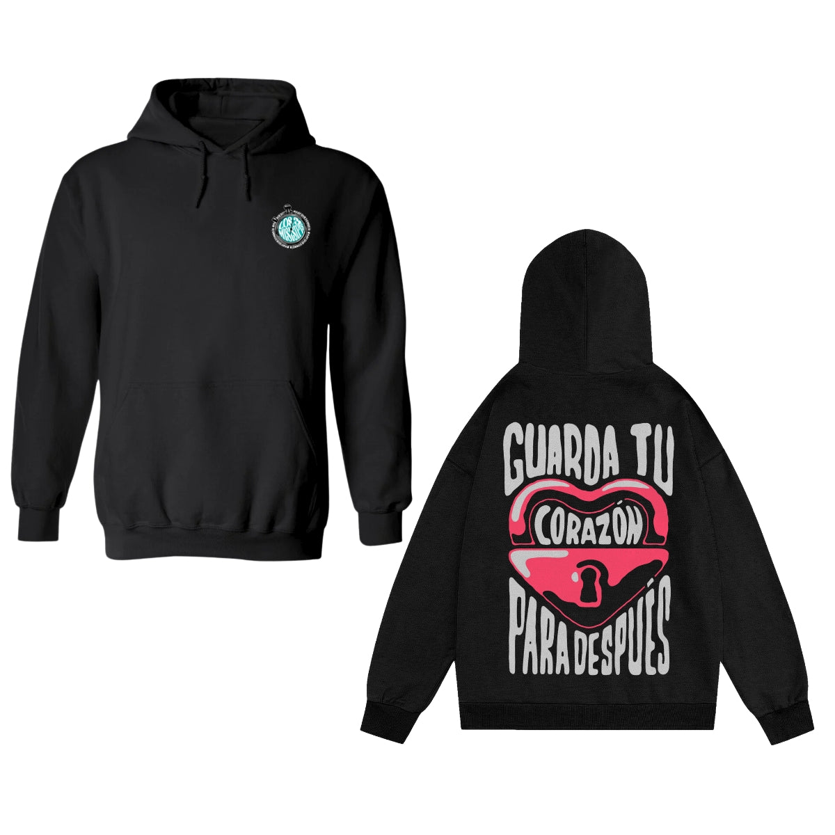 Sudadera c/Capucha Unisex Negro Personalizable Escudo Guarda tu Corazón