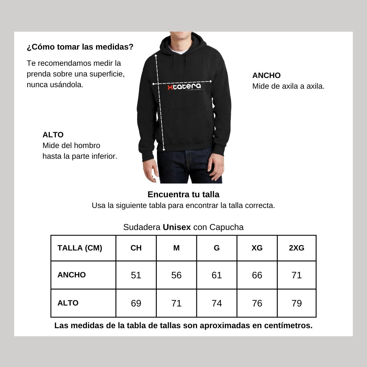 Sudadera c/Capucha Unisex Negro Personalizable Logo