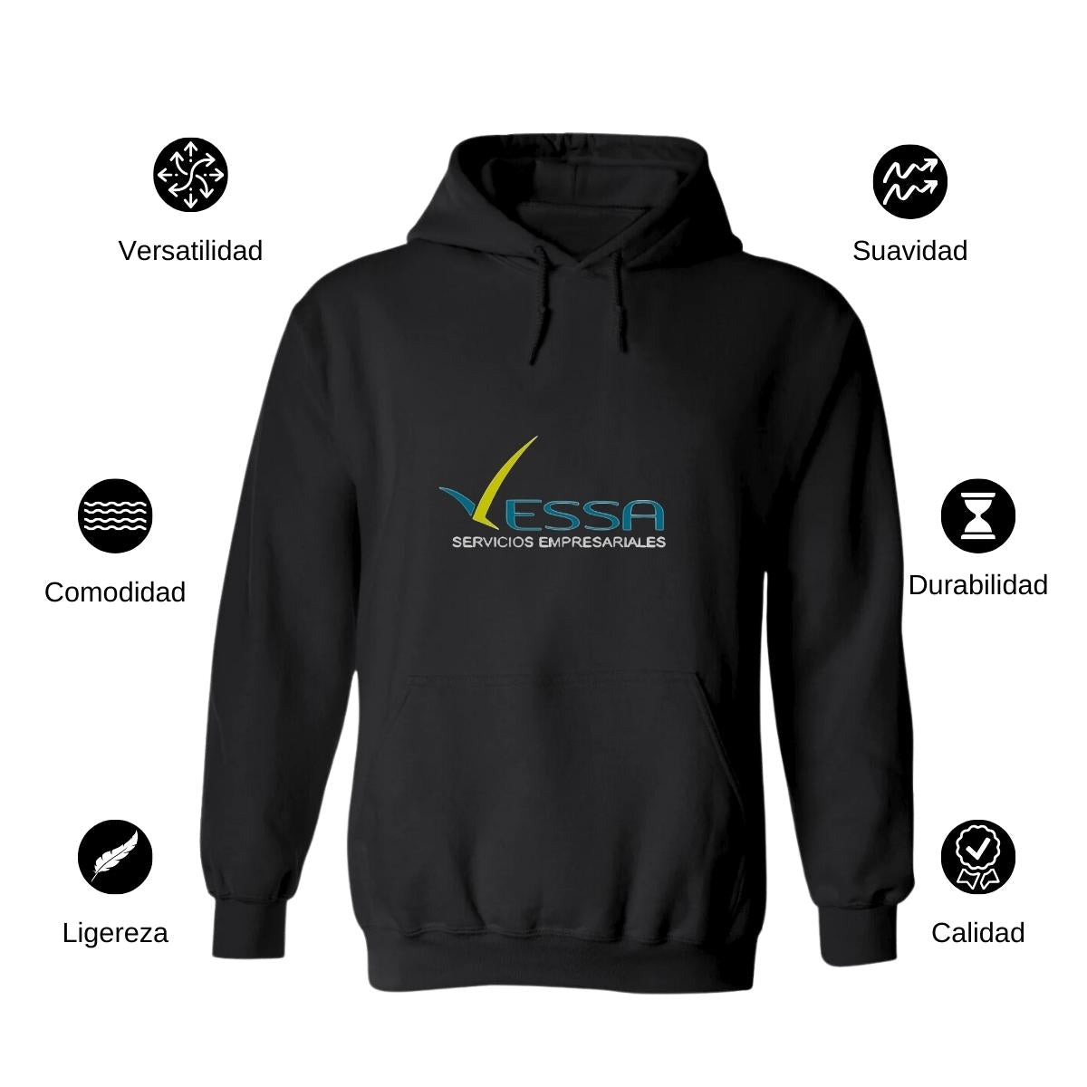 Sudadera c/Capucha Unisex Negro Personalizable Logo
