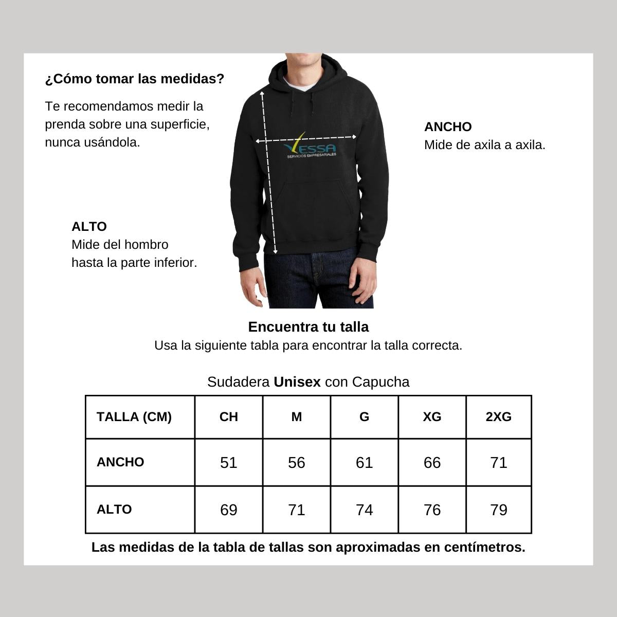 Sudadera c/Capucha Unisex Negro Personalizable Logo