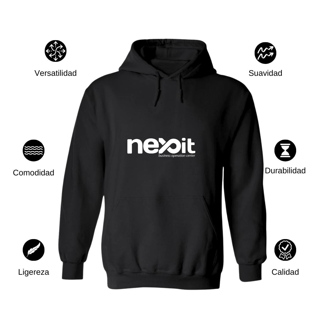 Sudadera c/Capucha Unisex Negro Personalizable Logo