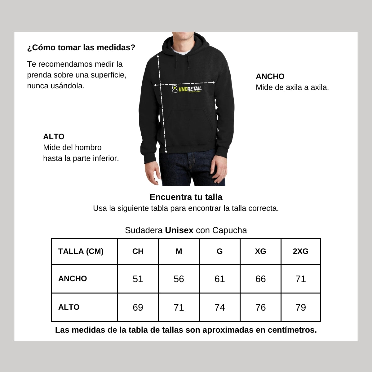 Sudadera c/Capucha Unisex Negro Personalizable Logo
