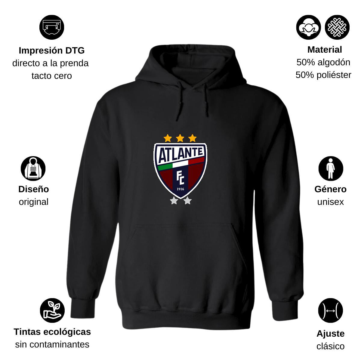 Sudadera c/Capucha Unisex Negro Personalizable Logo