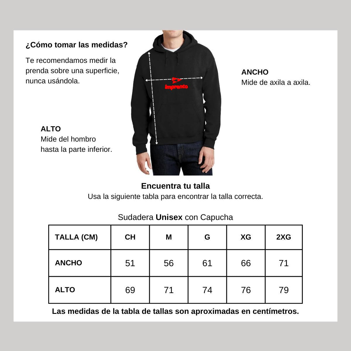 Sudadera c/Capucha Unisex Negro Personalizable Logo