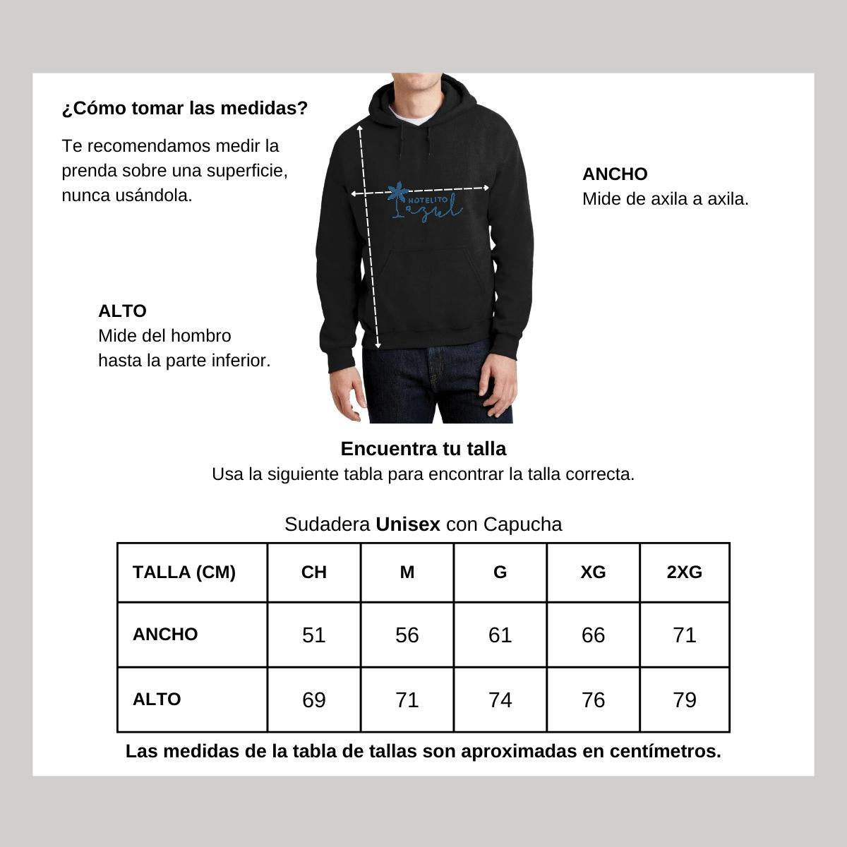 Sudadera c/Capucha Unisex Negro Personalizable Logo