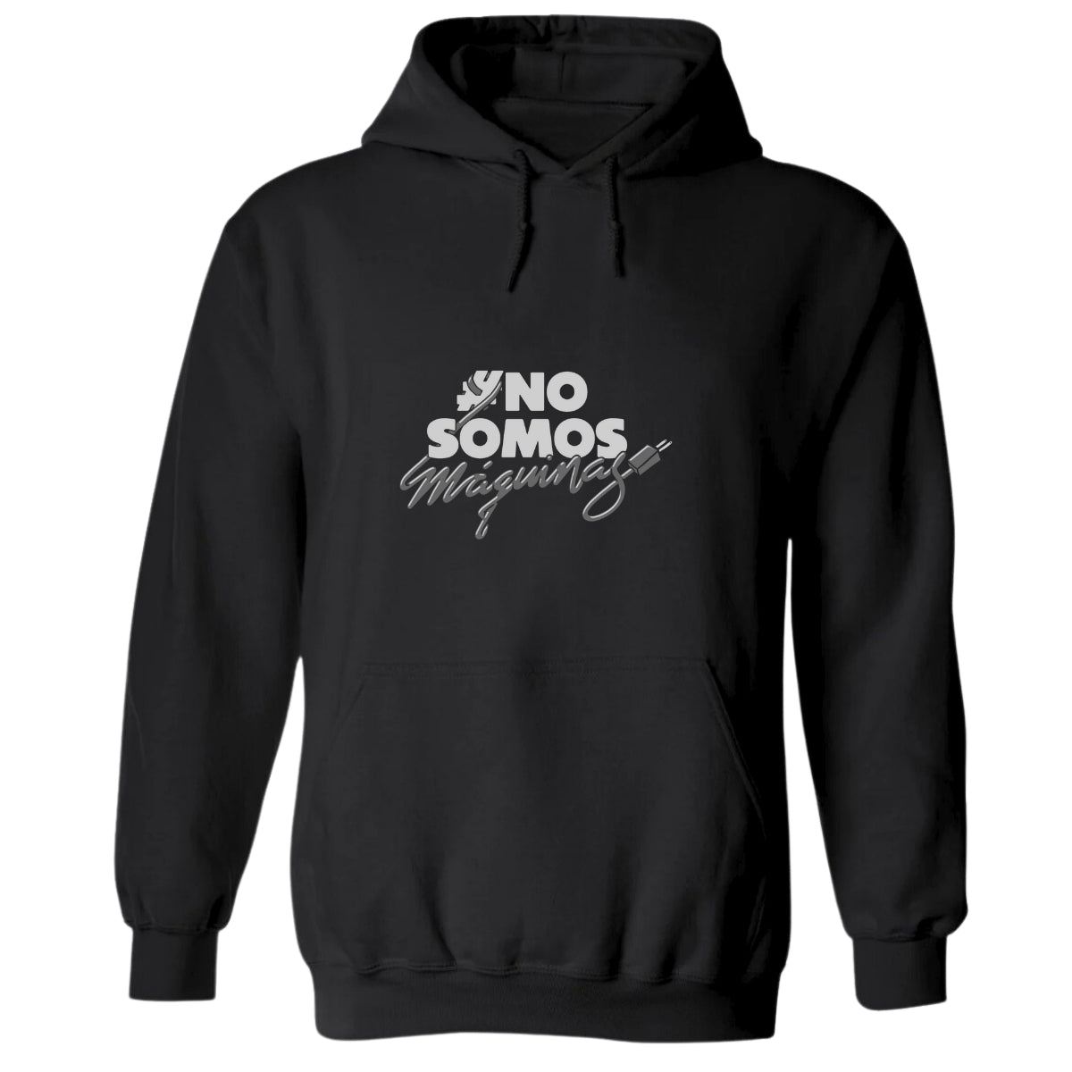Sudadera c/Capucha Unisex Negro Personalizable Logo #NoSomosMaquinas