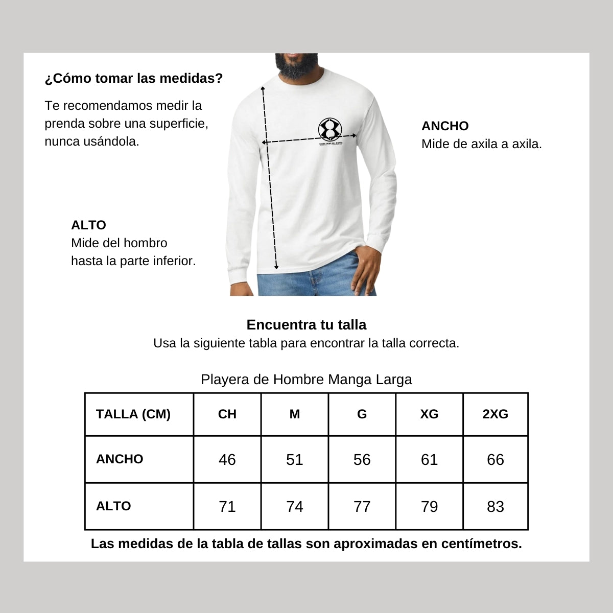 Playera Manga Larga Algodón Blanco Escudo