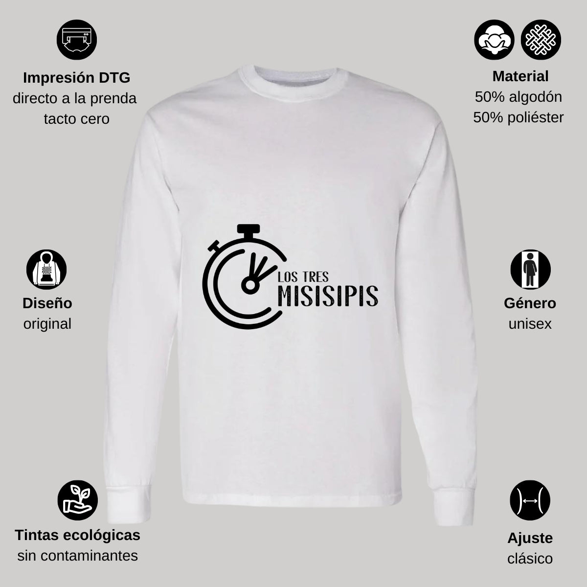 Playera Manga Larga Algodón Blanco Logo