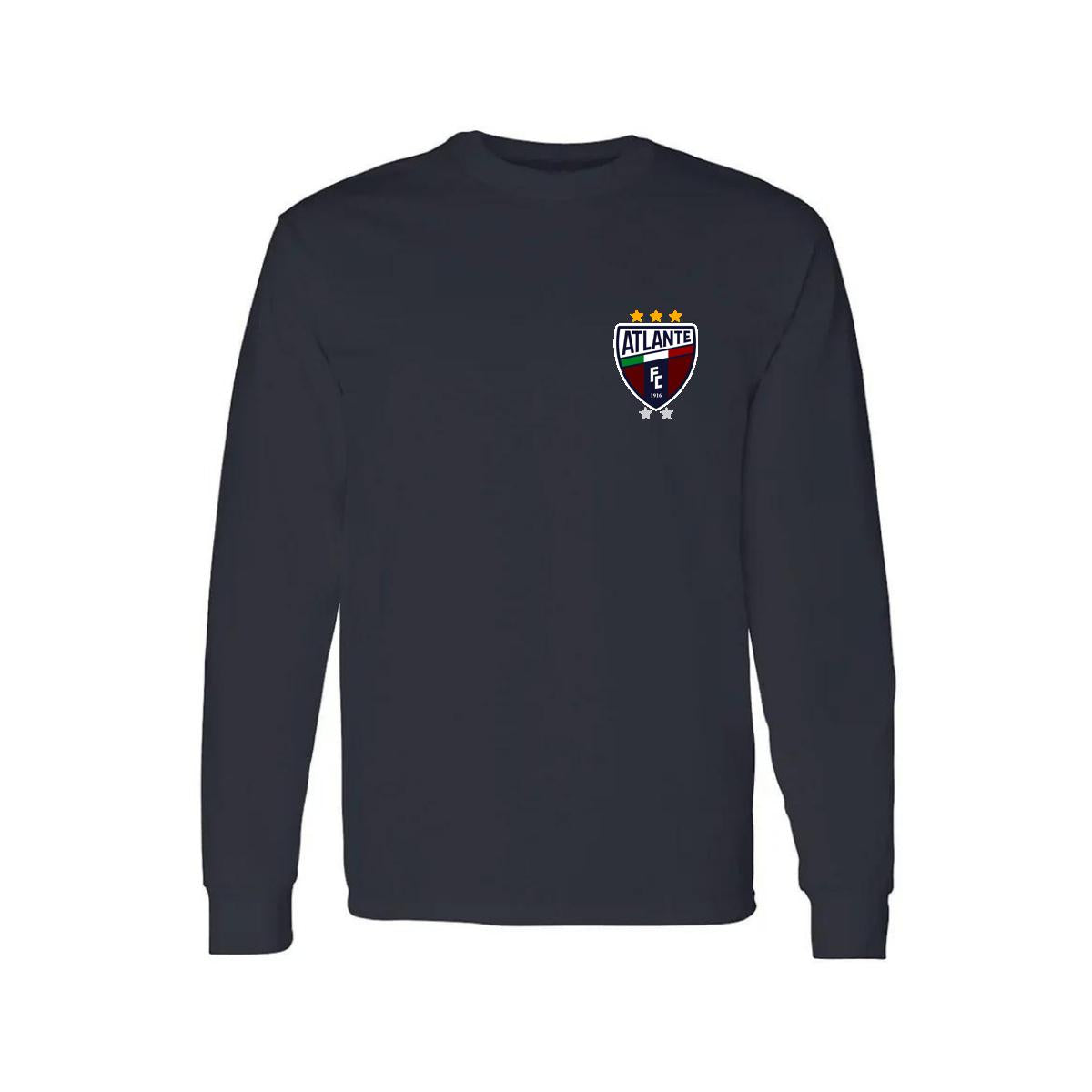 Playera Manga Larga Algodón Negro Escudo