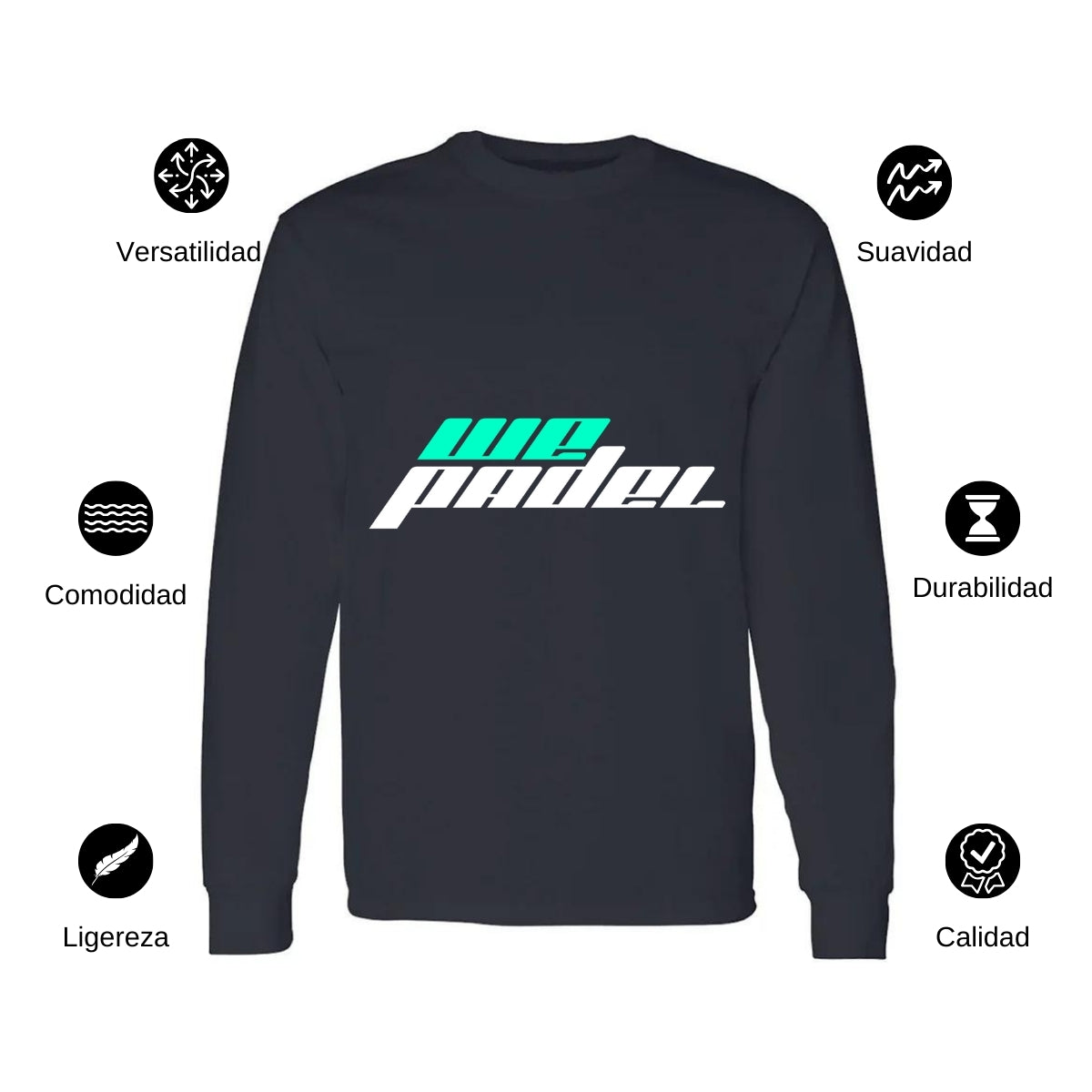 Playera Manga Larga Algodón Negro Logo