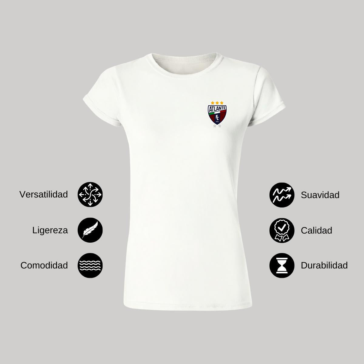 Playera Manga Corta Mujer Blanco Personalizable Escudo