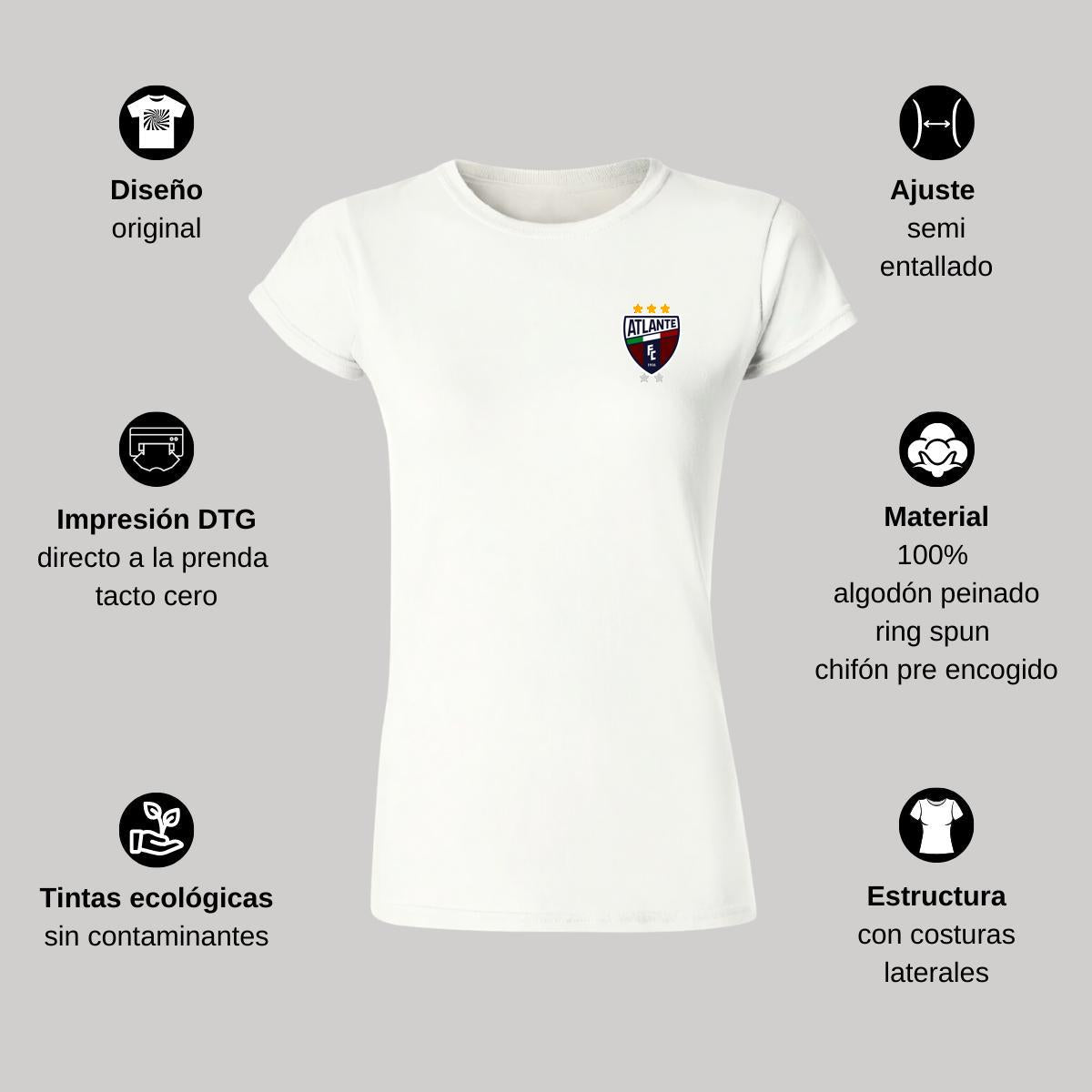 Playera Manga Corta Mujer Blanco Personalizable Escudo