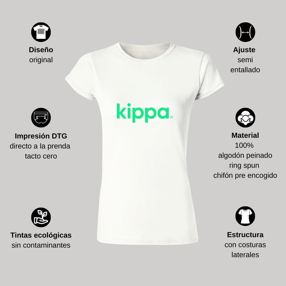 Playera Manga Corta Mujer Blanco Personalizable Logo