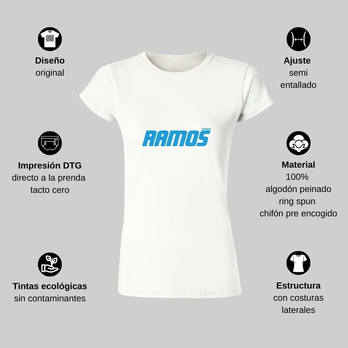 Playera Manga Corta Mujer Blanco Personalizable Logo