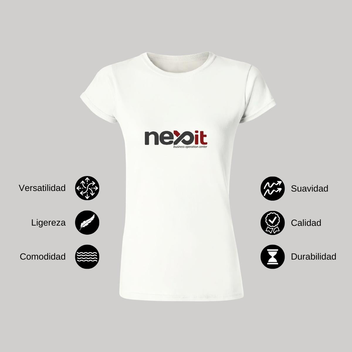 Playera Manga Corta Mujer Blanco Personalizable Logo