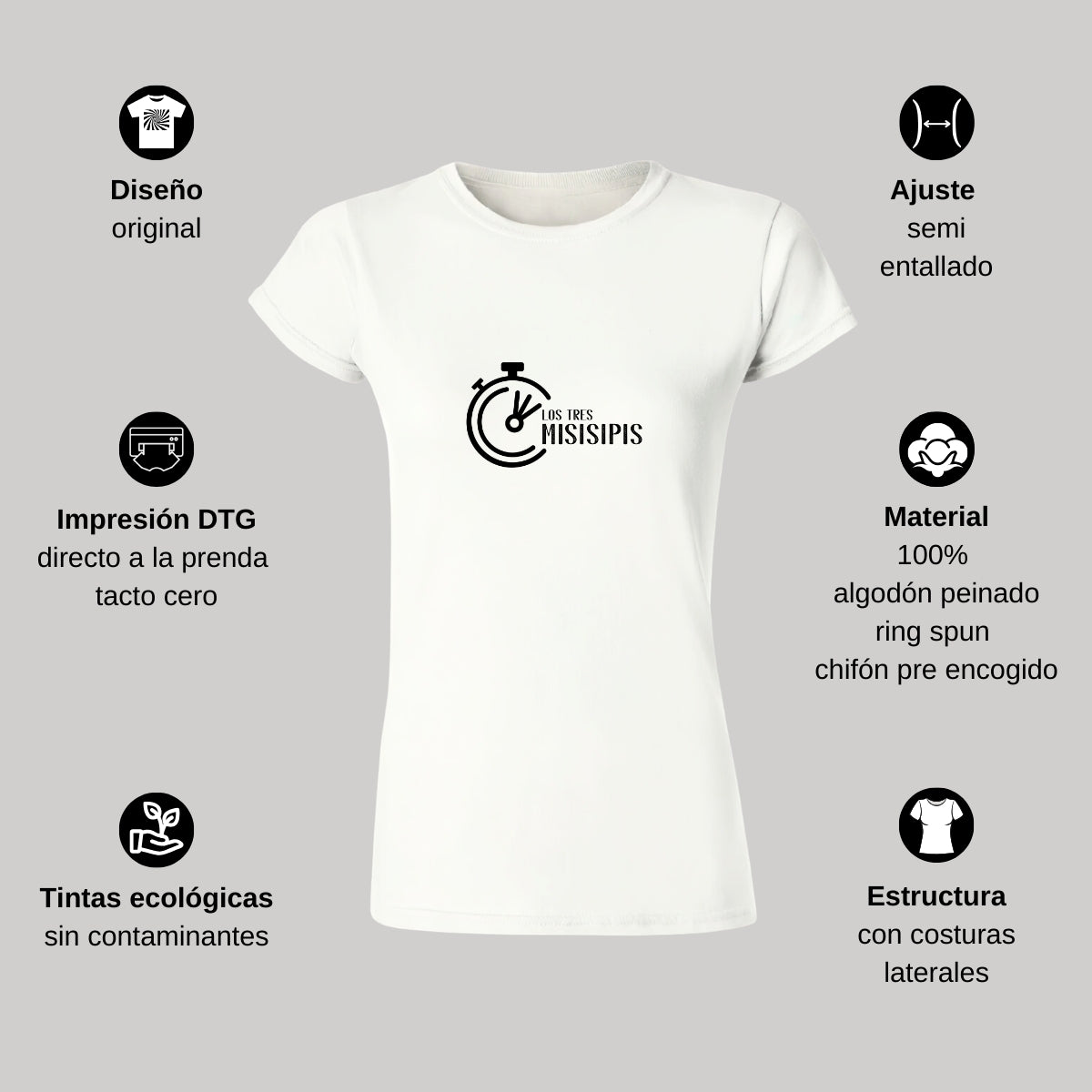Playera Manga Corta Mujer Blanco Personalizable Logo