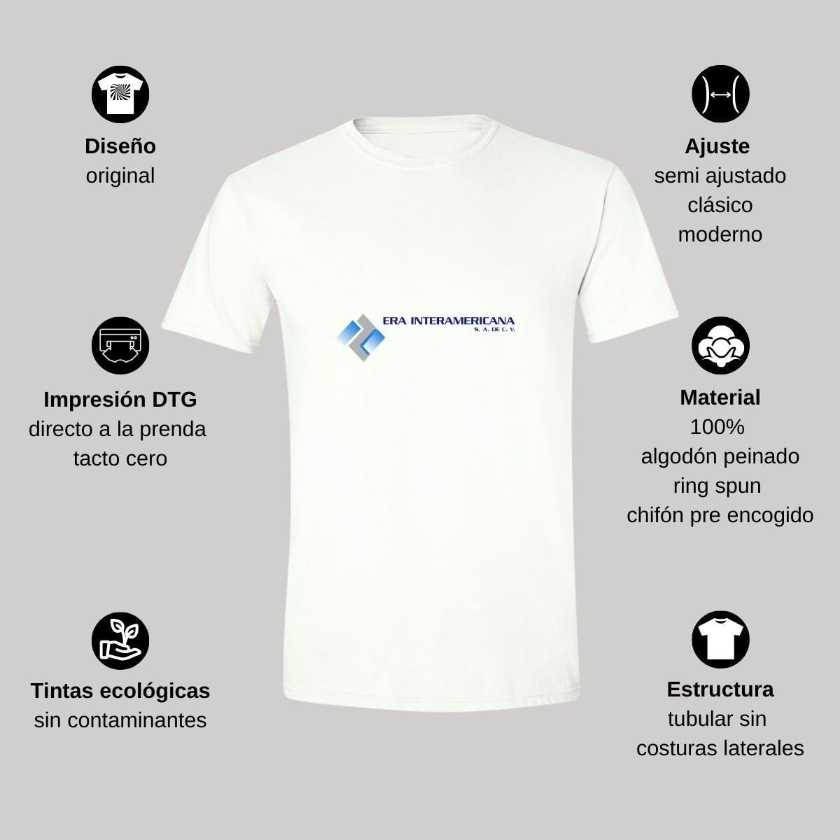 Playera Manga Corta Hombre Blanco Personalizable Logo