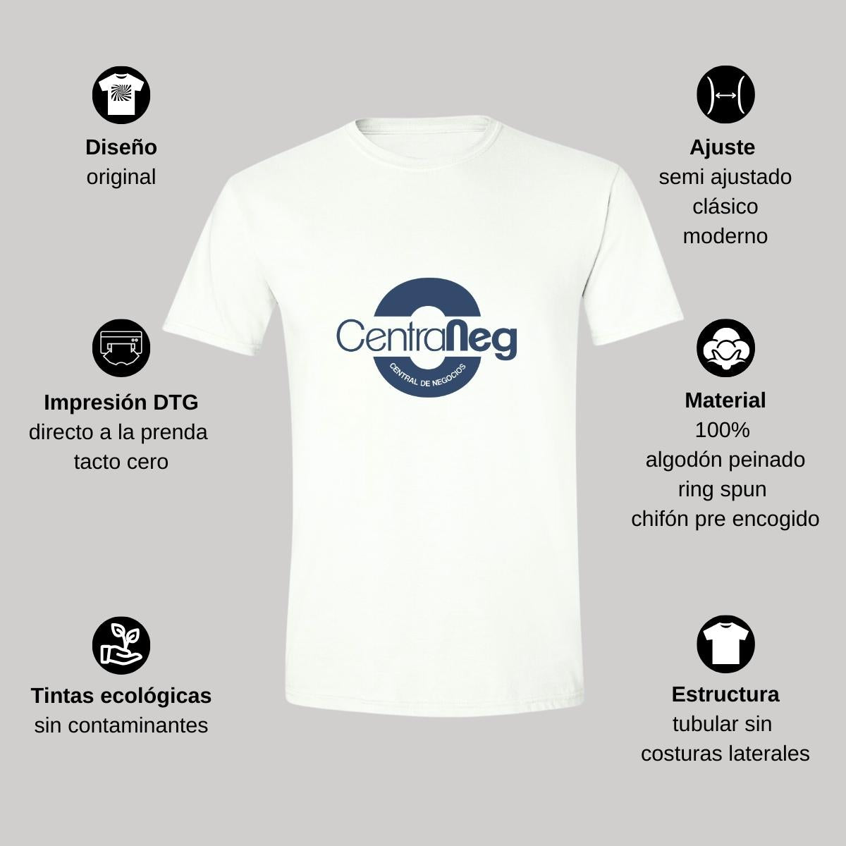 Playera Manga Corta Hombre Blanco Personalizable Logo