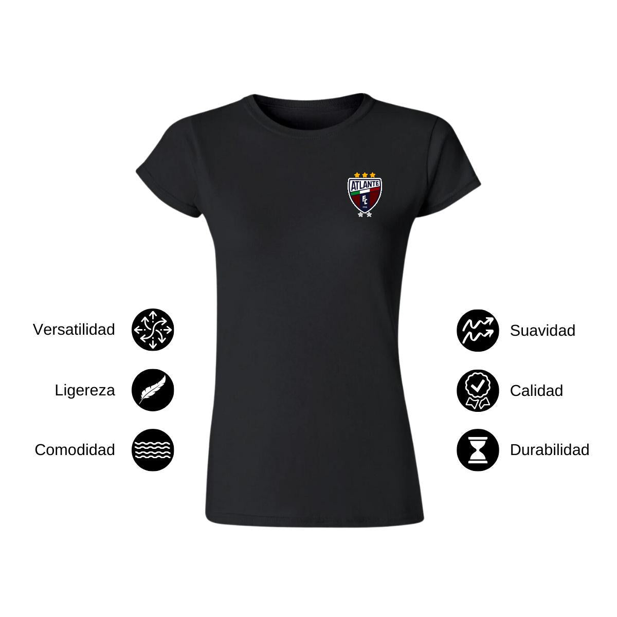 Playera Manga Corta Mujer Negro Personalizable Escudo