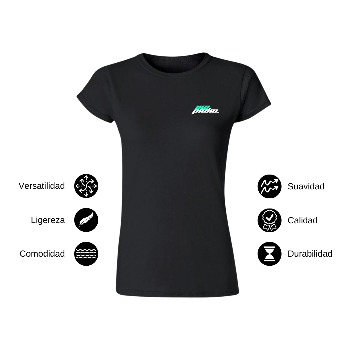 Playera Manga Corta Mujer Negro Personalizable Escudo