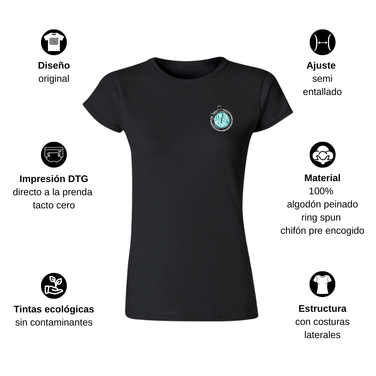 Playera Manga Corta Mujer Negro Personalizable Escudo Ya No Quiero Echarle Ganas
